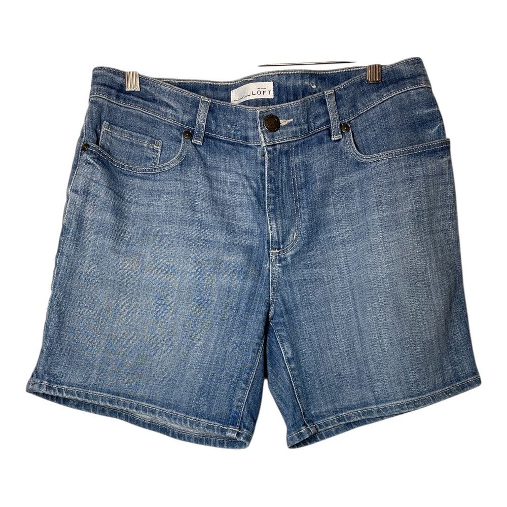 LOFT Jean Shorts Jorts Denim Size 28 = 6 Medium Wash Stretch Inseam 6"